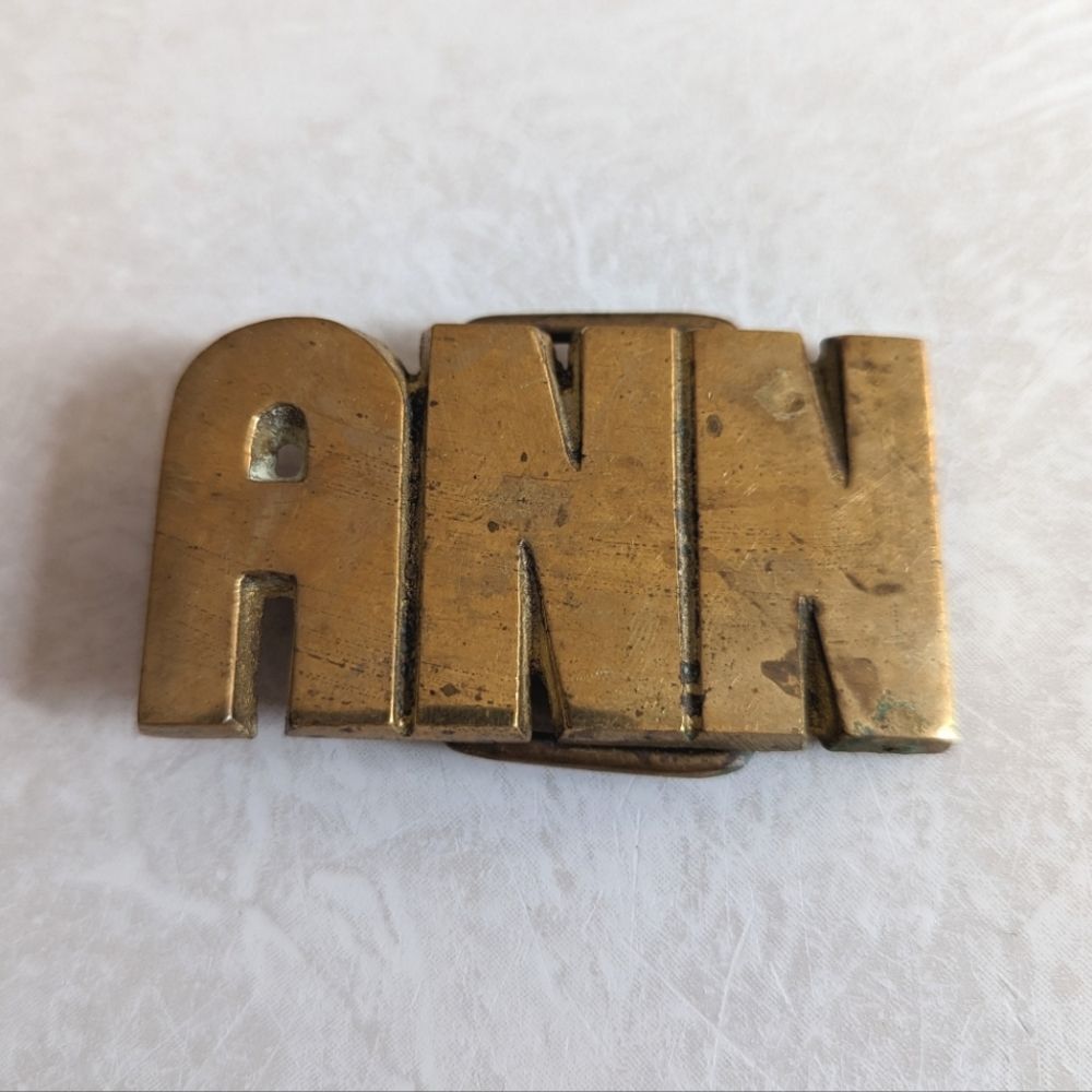 Vintage Brass Ann Brass Belt Buckle